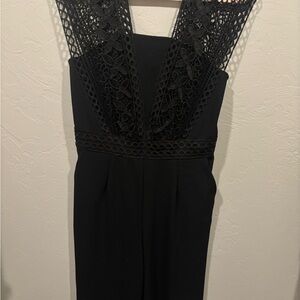 Spense Black Lace Detail Dressy Jumpsuit